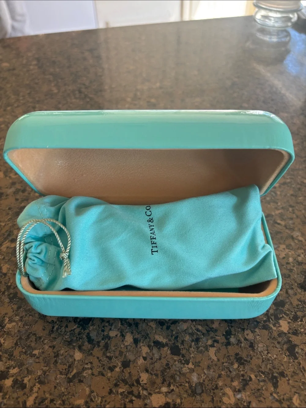 Tiffany & Co. Black Sunglasses with Tiffany Blue Case, and dust bag